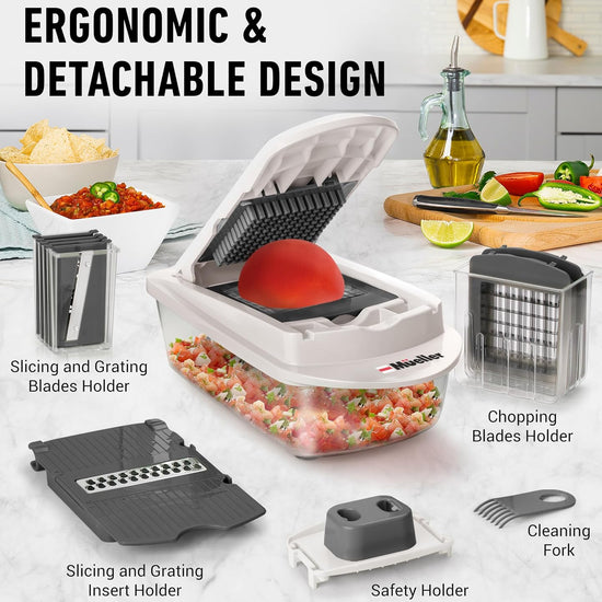 10-in-1, 8 Blade Vegetable Chopper, Onion Mincer, Cutter, Dicer, Egg Slicer with Container