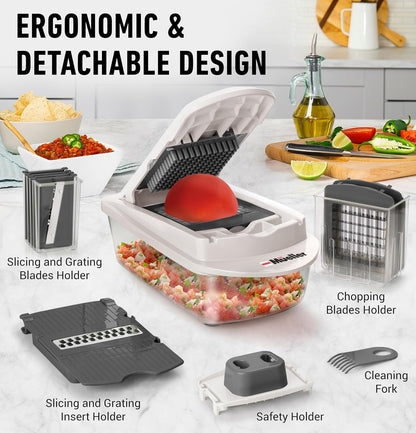 10-in-1, 8 Blade Vegetable Chopper, Onion Mincer, Cutter, Dicer, Egg Slicer with Container