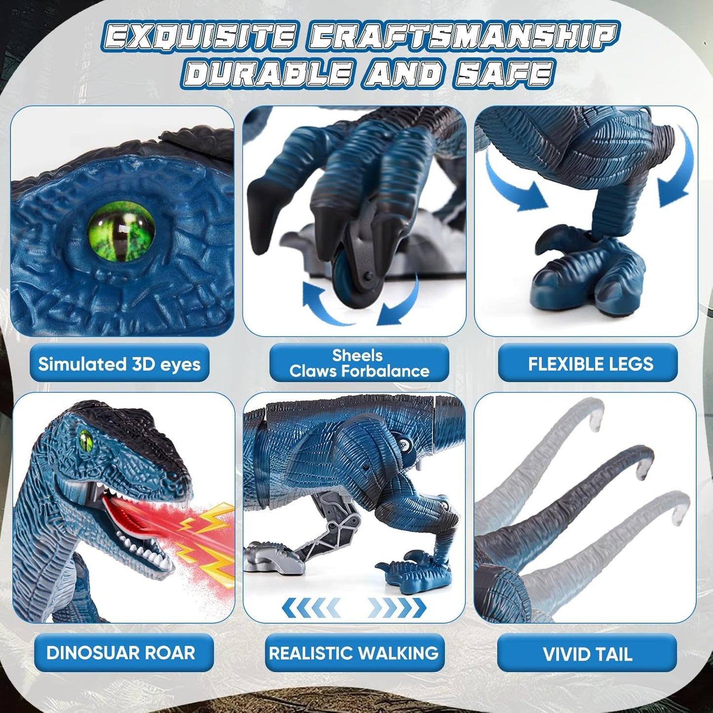 Remote Control Velociraptor Dinosaur – Walking Dino Toy with Lights, Sounds & Spray (Ages 3–7)