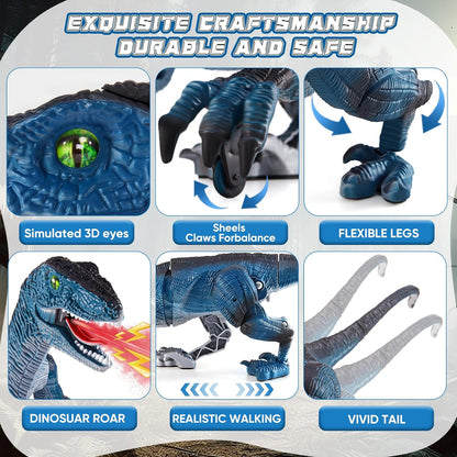 Remote Control Velociraptor Dinosaur – Walking Dino Toy with Lights, Sounds & Spray (Ages 3–7)