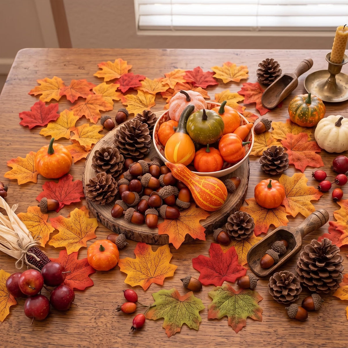 70-Piece Thanksgiving Fall Décor Set – Maple Leaf Garland & Autumn Harvest Decorations