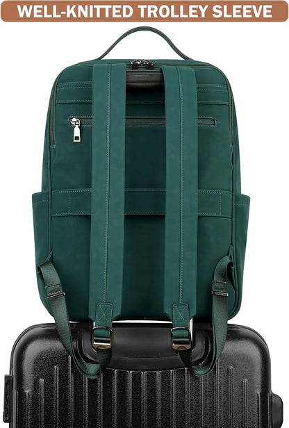 15.6 inch PU Leather Laptop Backpack Purse for Women