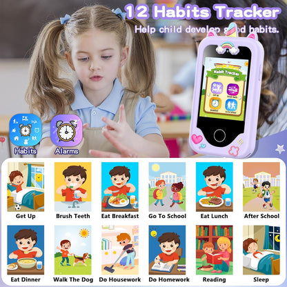 Kids Smart Phone for Girls – 2.8" Touchscreen Learning Toy with Dual Camera, Games & Music (Purple)