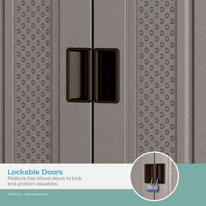 Platinum Resin Tall Storage Cabinet: Weather-Resistant, Lockable Utility Closet for Tools & Supplies