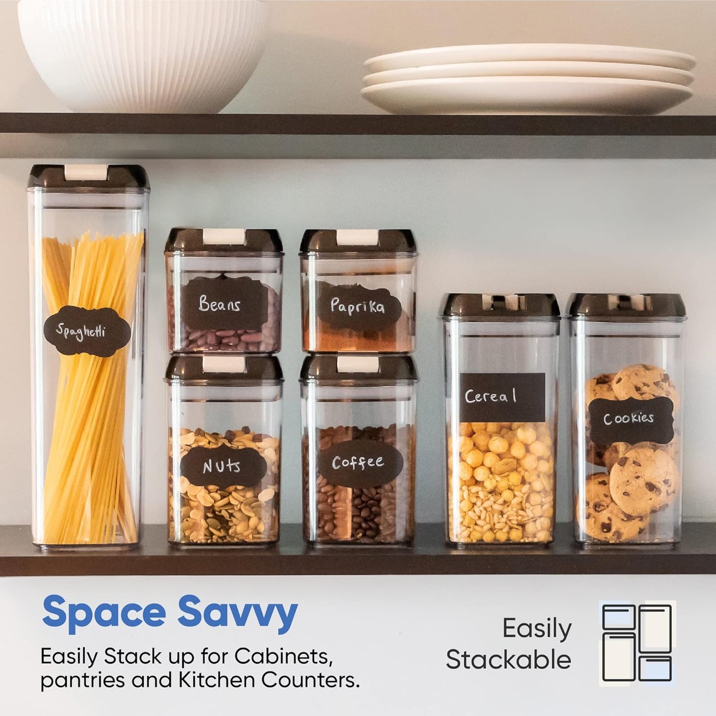 7-Piece Airtight Food Storage Container Set with Labels and Marker