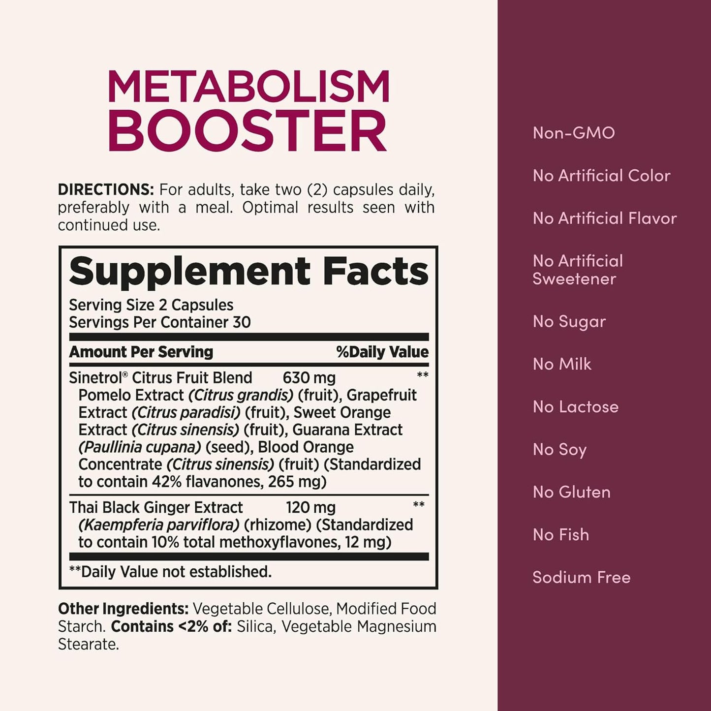 Nature’s Bounty Metabolism Booster – Fat Metabolism Support with Citrus & Black Ginger (60 Capsules)