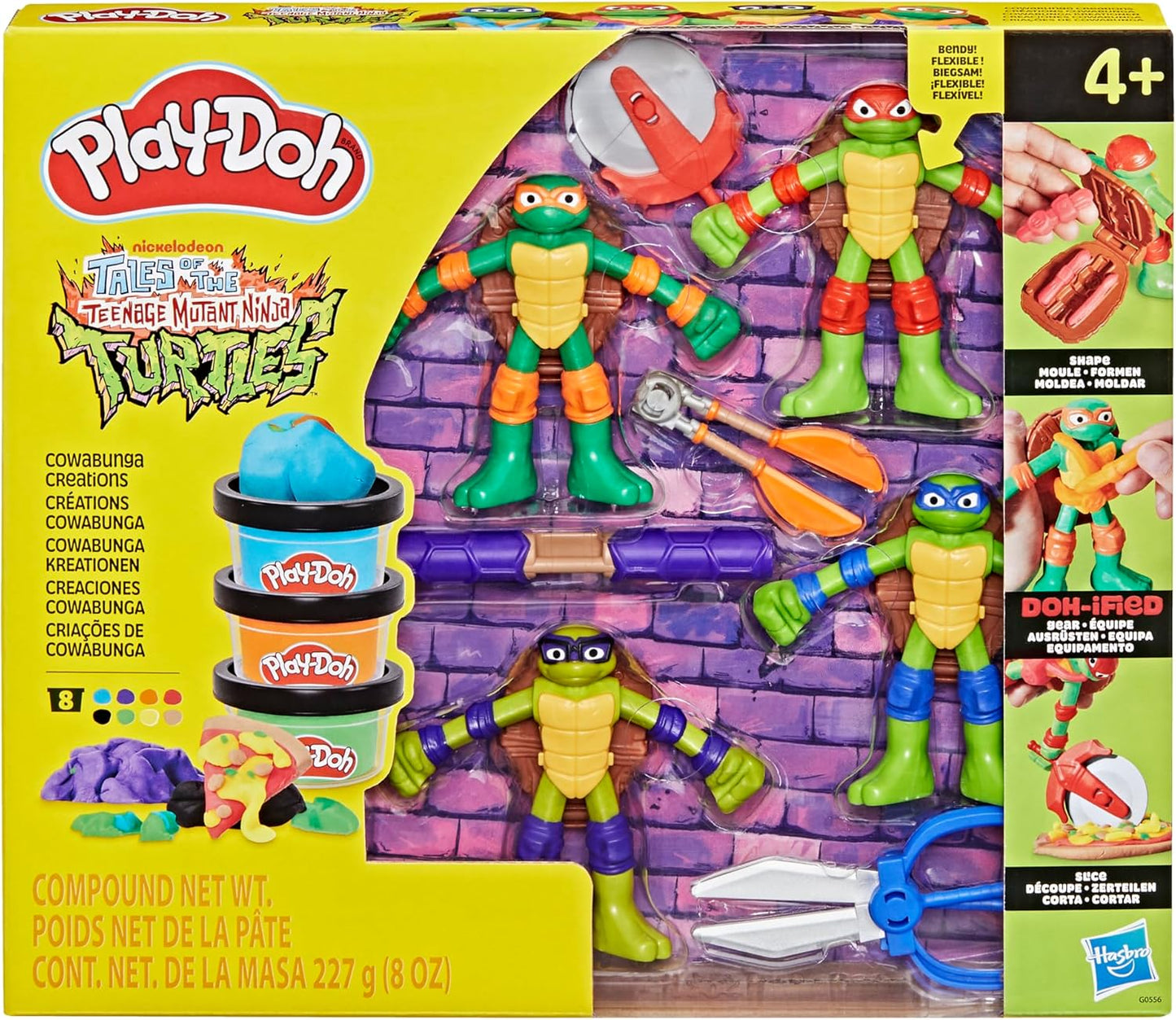 Play-Doh TMNT Cowabunga Creations 4-Inch Action Figures Set for Ages 4+