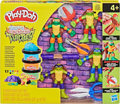Play-Doh TMNT Cowabunga Creations 4-Inch Action Figures Set for Ages 4+
