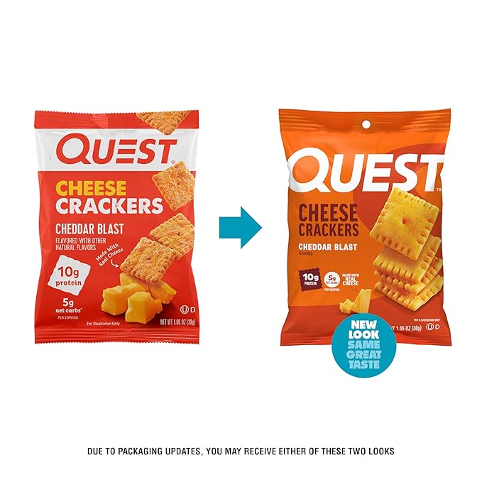 Quest Nutrition Cheddar Blast Cheese Crackers – 12 Packs | 10g Protein, 5g Net Carbs, 1g Sugar