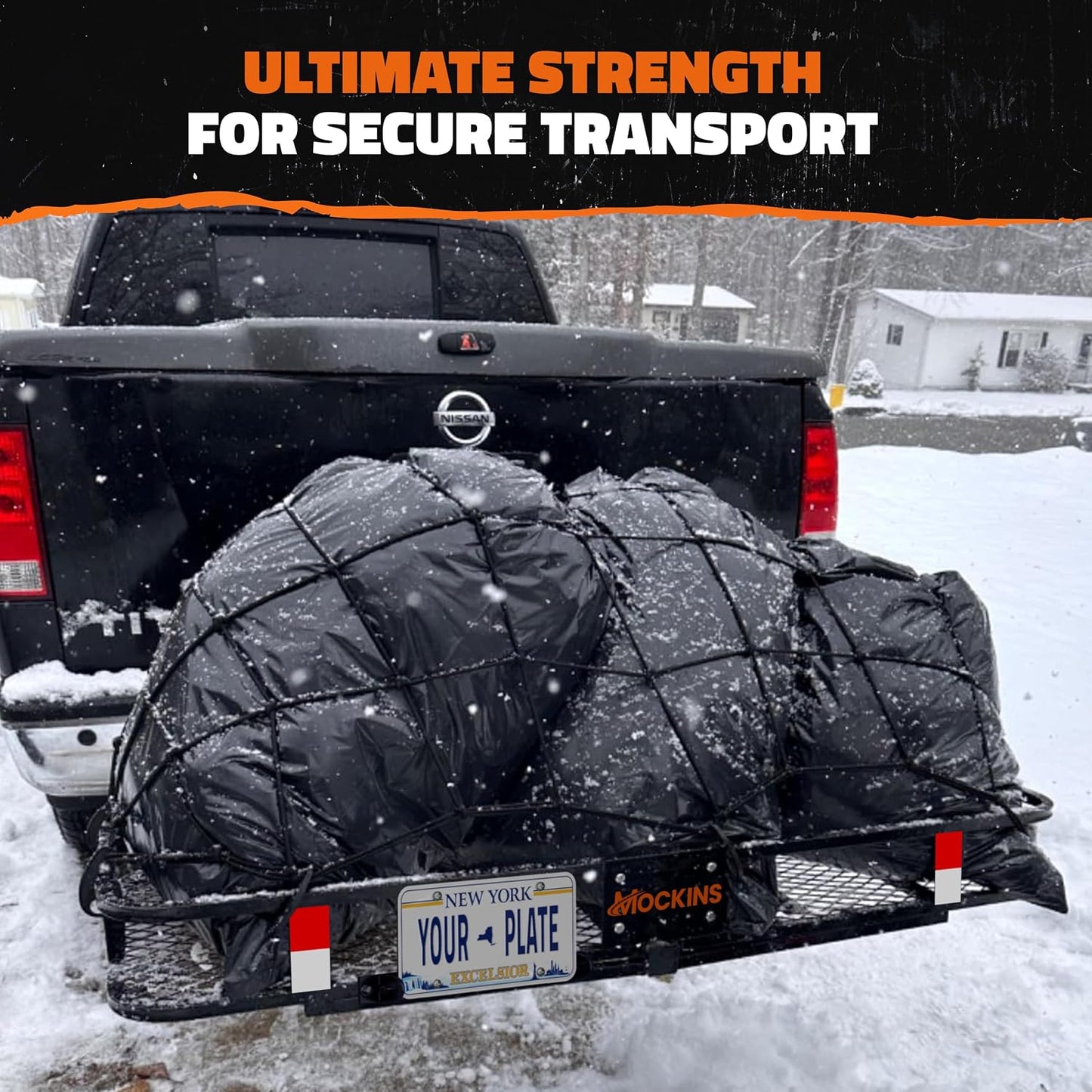 Heavy-Duty Folding Hitch Cargo Carrier – 60" x 24" x 6" 500 lb Capacity with 25 Cu. Ft. Waterproof Cargo Bag, License Plate Bracket & Accessories