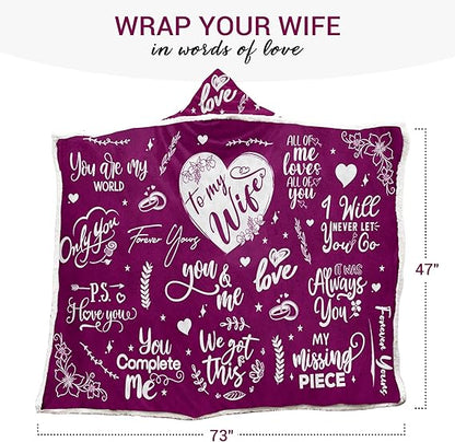 Sherpa Fleece Wearable Blanket Hoodie - Birthday Gifts for Wife, Gifts for Her for Anniversary