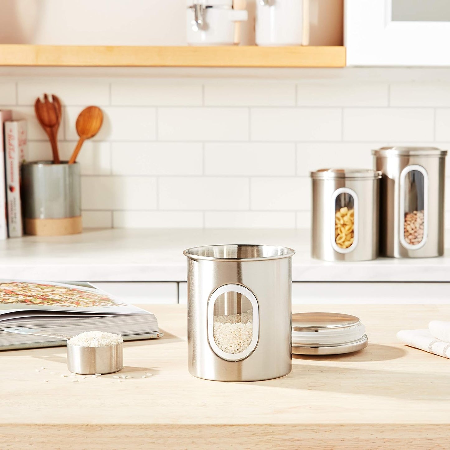 Stainless Steel 3-Piece Canister Set (5.75 x 6 x 8.5 inches)