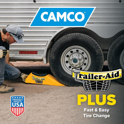 Trailer Aid Plus Tandem Tire Ramp – 5.5" RV & Trailer Tire Lift Ramp for Easy Tire Changes Without Unloading Cargo, Yellow