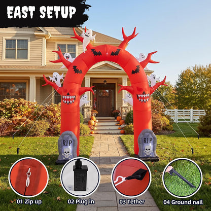 10 FT Halloween Inflatable Dead Tree Archway – LED Light-Up Outdoor Blow-Up Decoration for Yard, Lawn & Garden