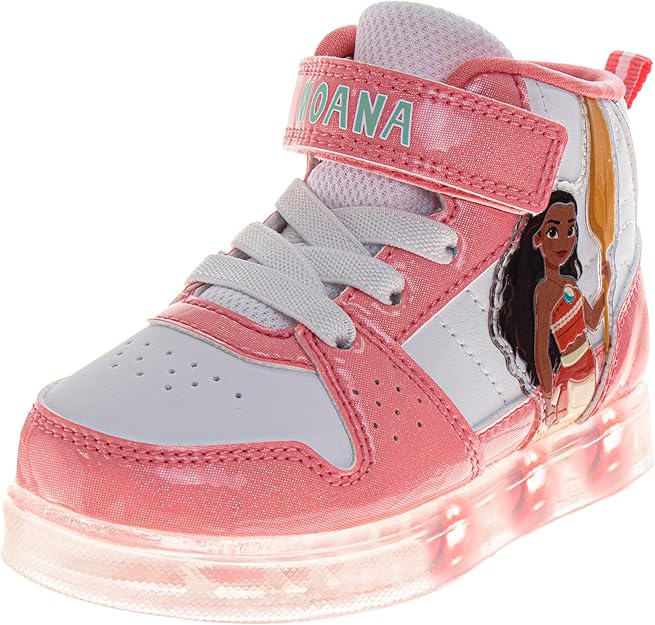 Moana Light-Up High Top Sneakers for Girls – LED High-Top Shoes (Sizes 6-12)