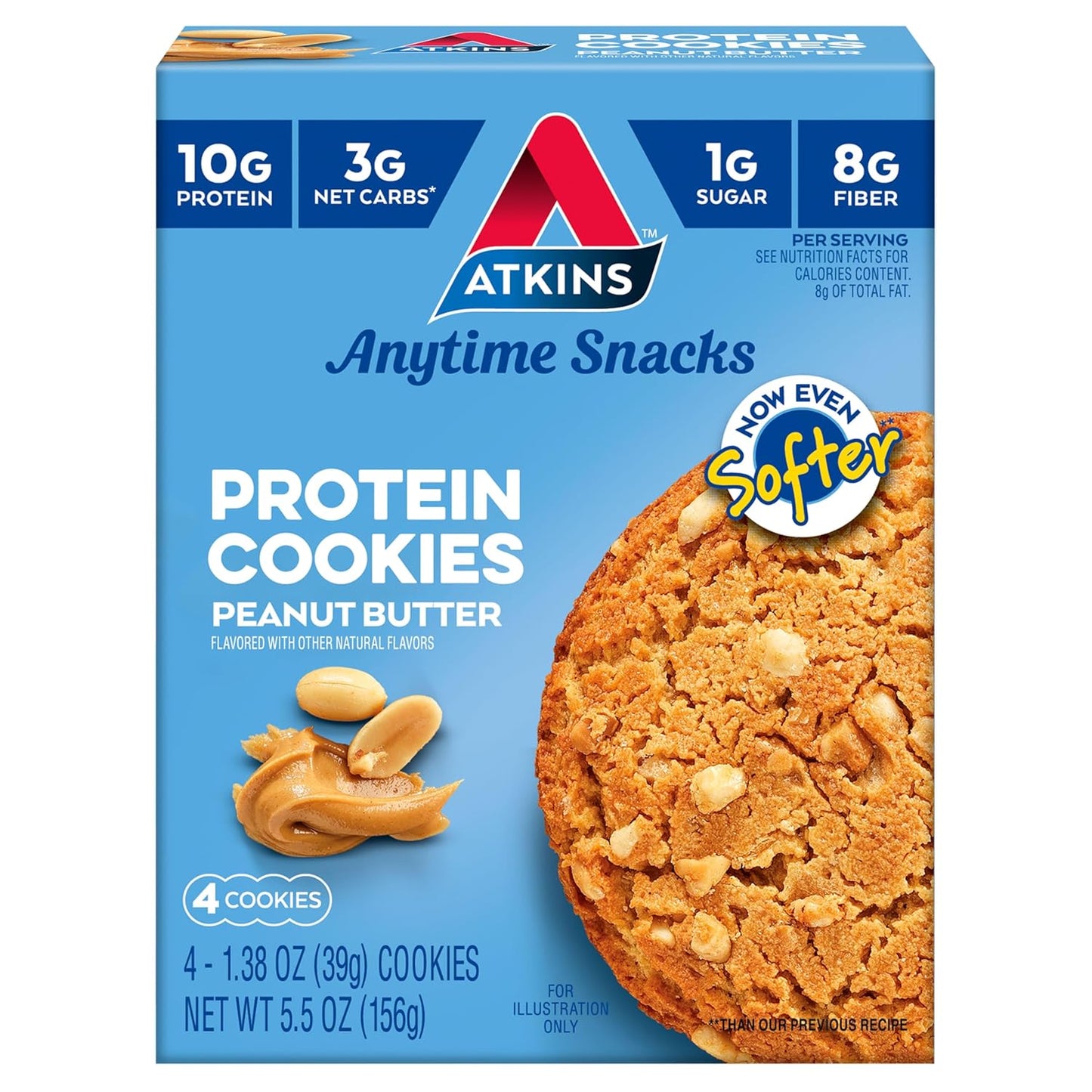 Peanut Butter High-Protein Cookies – Keto-Friendly, 3g Net Carbs, 1g Sugar, Low-Carb Snacks (4 Count)