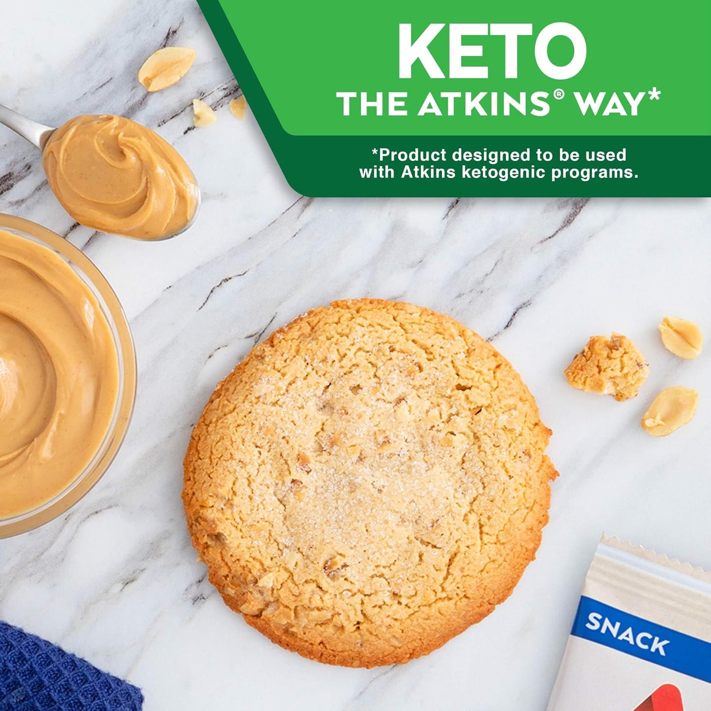 Peanut Butter High-Protein Cookies – Keto-Friendly, 3g Net Carbs, 1g Sugar, Low-Carb Snacks (4 Count)