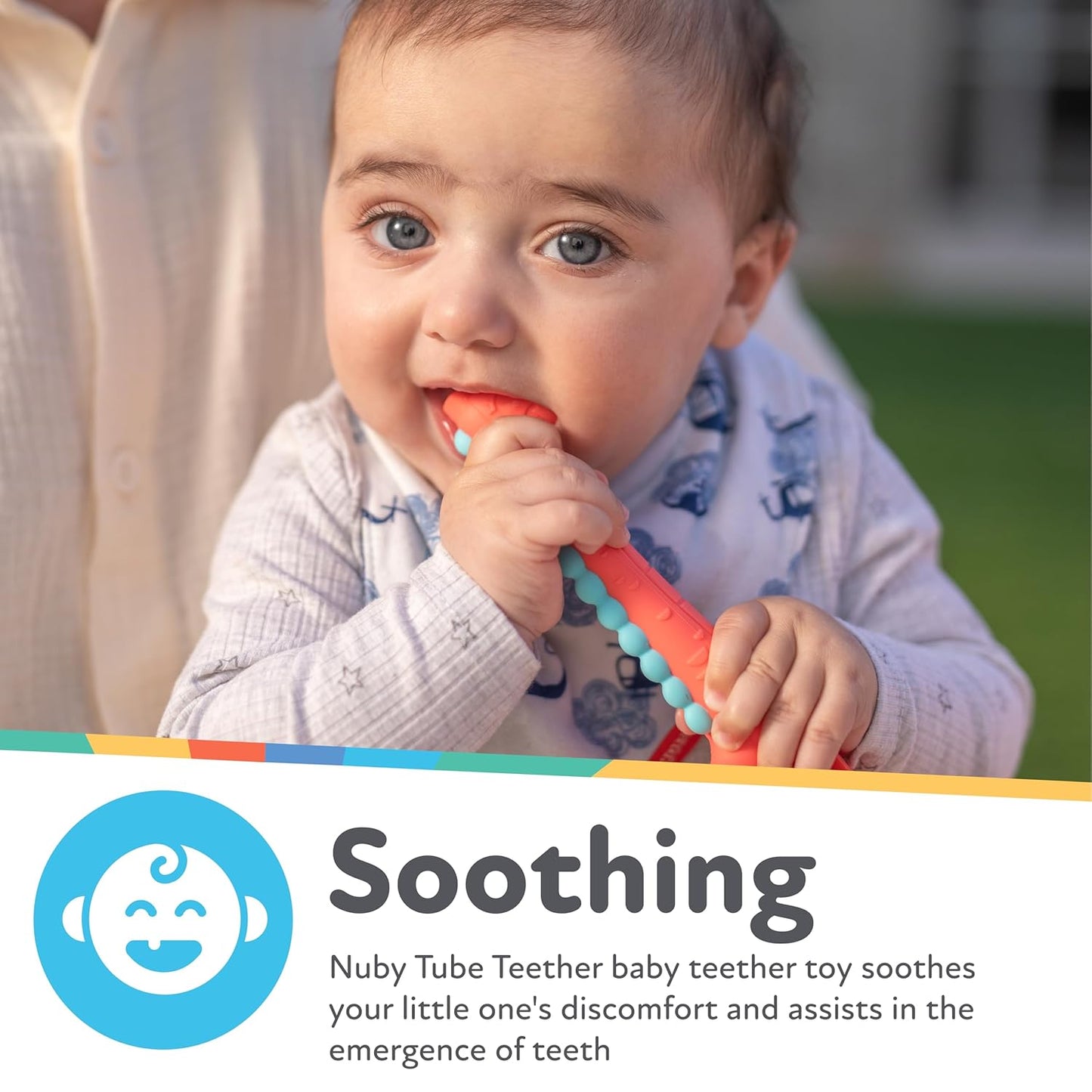 Tube Teether (2-Pack) – Silicone Baby Teething Toys (Llama & Dinosaur, 3+ Months)