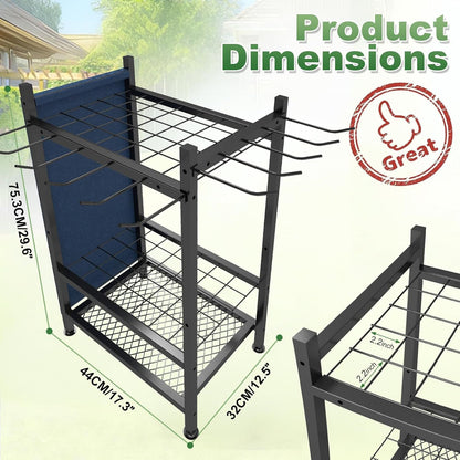 Garden Yard Tool Rack – Metal Garage Storage Organizer for Up to 46 Tools, Rakes, Brooms & Shovels
