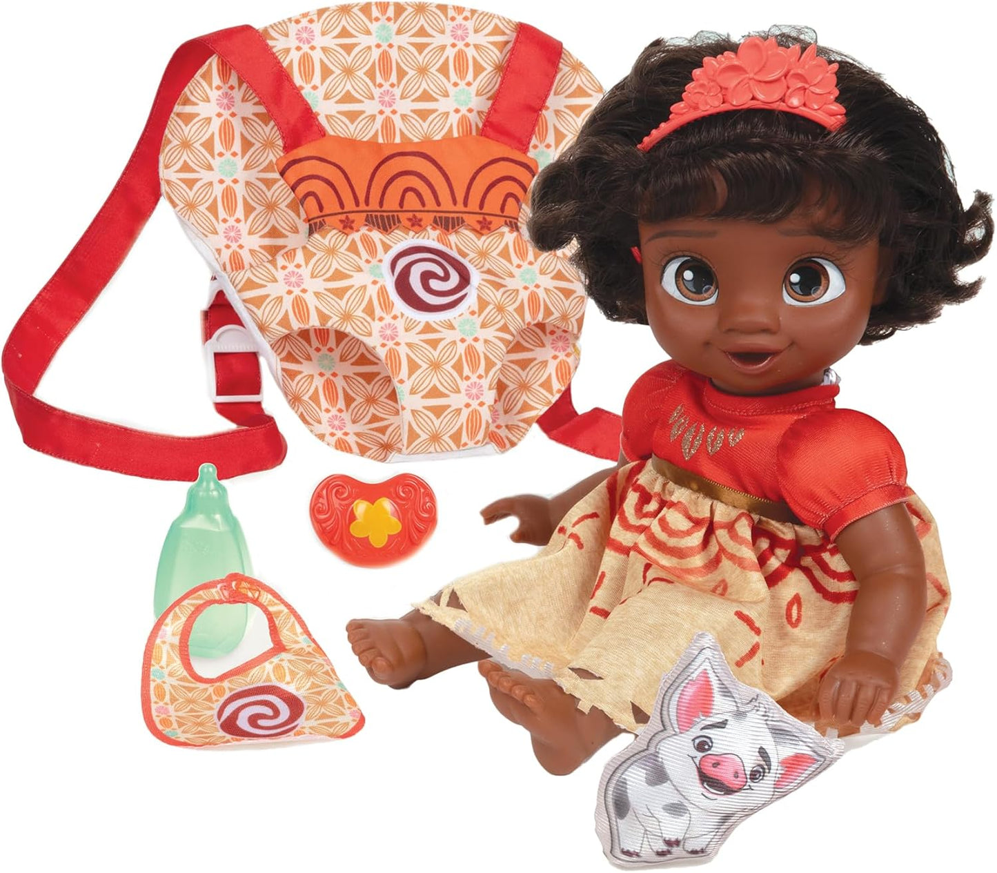 Moana Baby Doll Deluxe Set – Includes Tiara, Carrier, Plush Friend, Pacifier, Bib & Bottle