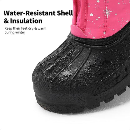 Kids’ Waterproof Winter Snow Boots – Fuchsia/Multi (Size for 13-Year-Old)