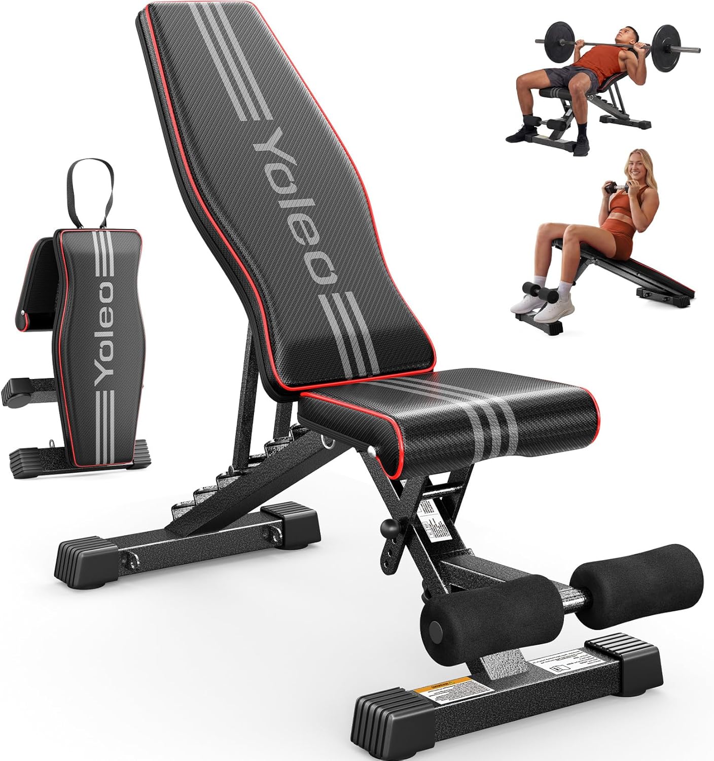 Adjustable Weight Bench – ASTM-Certified 827 lb Foldable Gym Bench with Incline, Decline & Flat Positions – Wider Seat