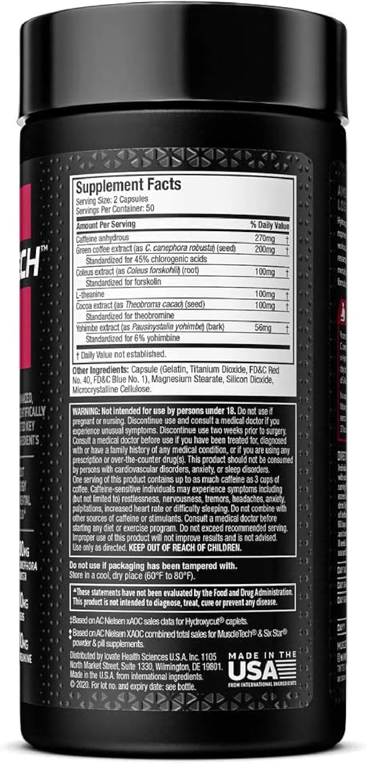 Hydroxycut Hardcore Elite – Rapid-Release Thermo Caps for Energy & Focus (50 Servings)