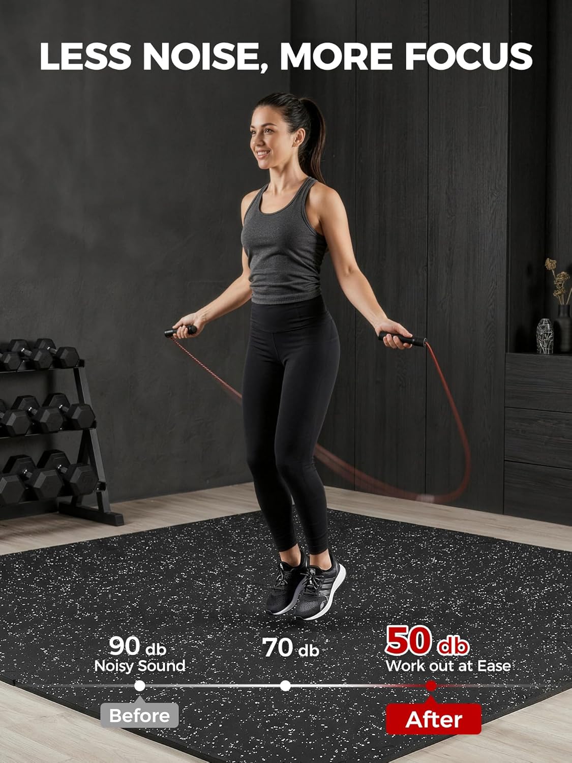 0.79" Extra-Thick Exercise Mats – 48 Sq Ft Interlocking Rubber & EVA Foam Gym Flooring Tiles – Black & White