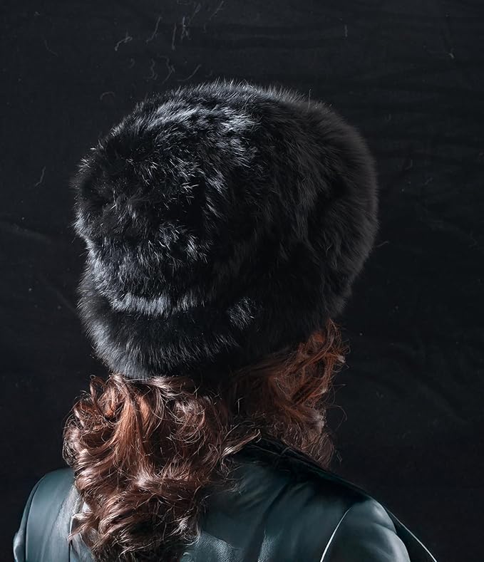 Luxury Fur Knit Hat Set – Rabbit Fur Cap with Fox Fur Brim & Convertible Headband