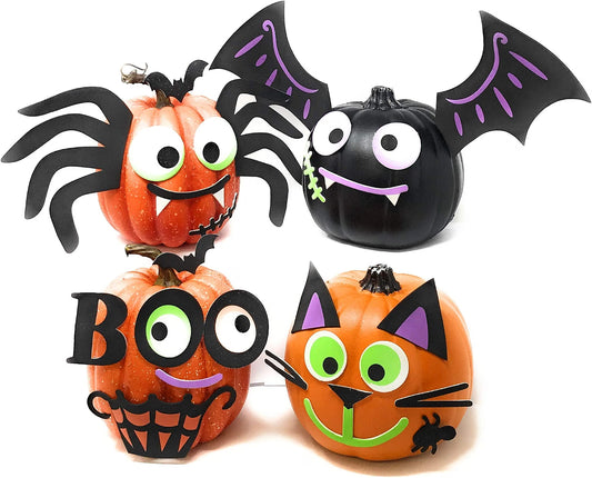 126-Piece Halloween Foam Pumpkin Decorating Kit – Sticker Craft Set Makes 16 Pumpkins, Kids DIY Activity, Pumpkins Not Included