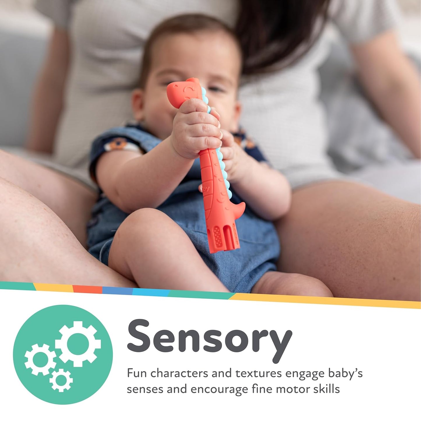 Tube Teether (2-Pack) – Silicone Baby Teething Toys (Llama & Dinosaur, 3+ Months)