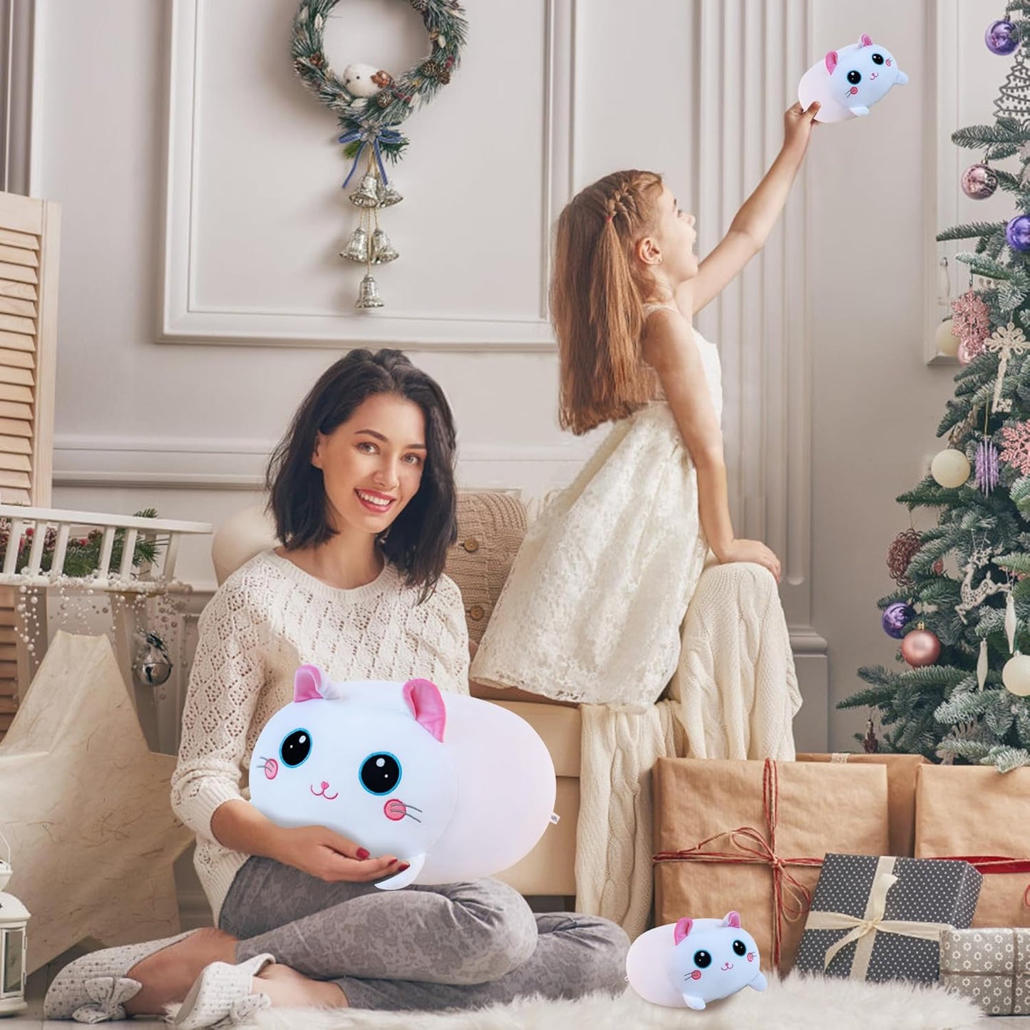 16" Cat Plush Toy Set – Jumbo Stuffed Animal with 4 Kitties for Kids and Loved Ones