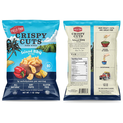 Gluten-Free Pork Rinds Variety Pack – Island BBQ, Cinnamon Churro & Sweet Chipotle, High-Protein, Low-Carb Keto & Paleo Snack, 1 oz Bags (6 Pack)