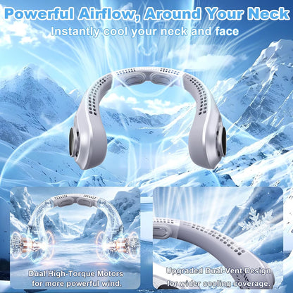 Portable Rechargeable Neck Fan – 5000mAh Bladeless Wearable Cooling Fan with LED Display & 5 Speeds