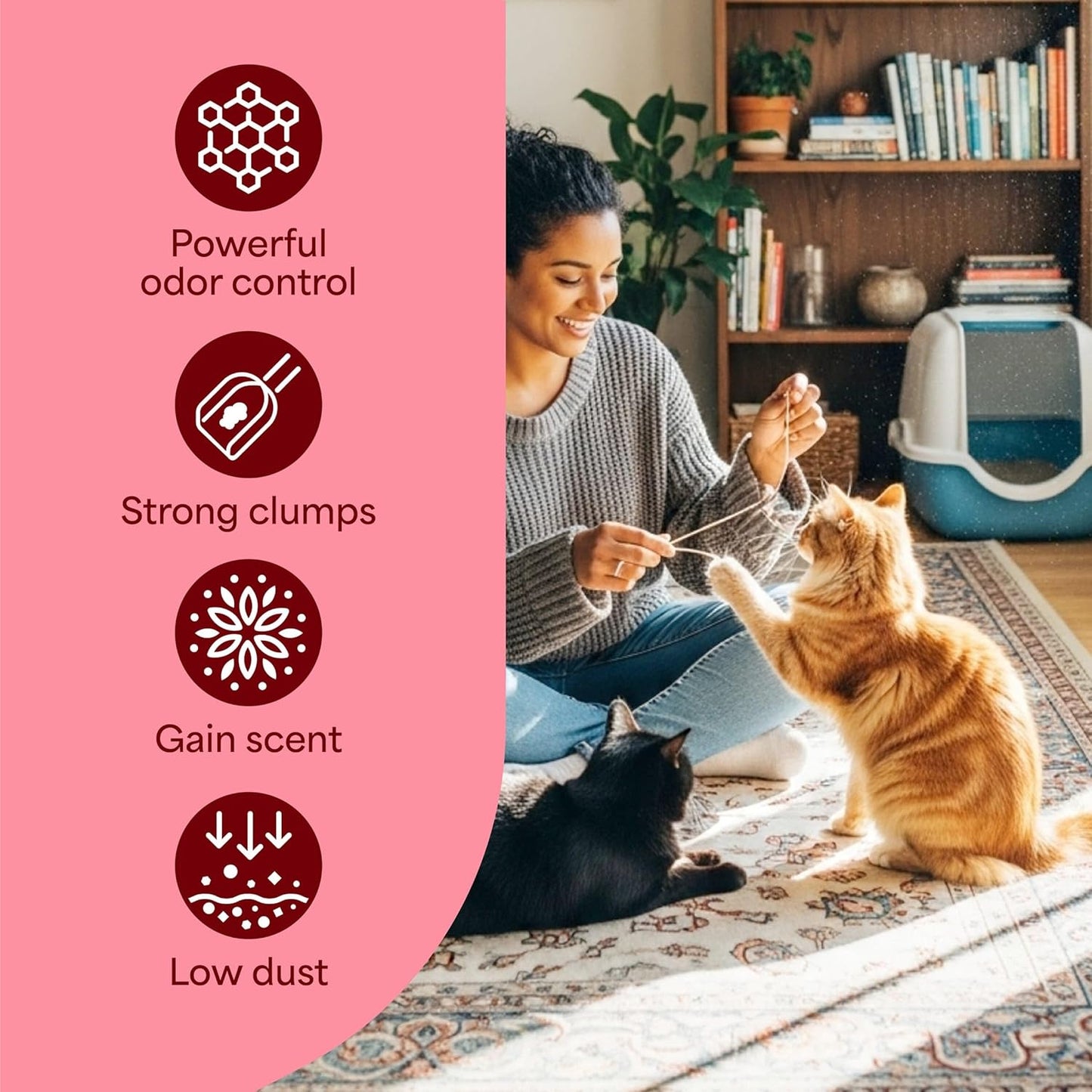 Advanced Odor Shield Lightweight Clumping Cat Litter – Gain Scent with Febreze & Ammonia Block, 18.5 lb (2 Pack)