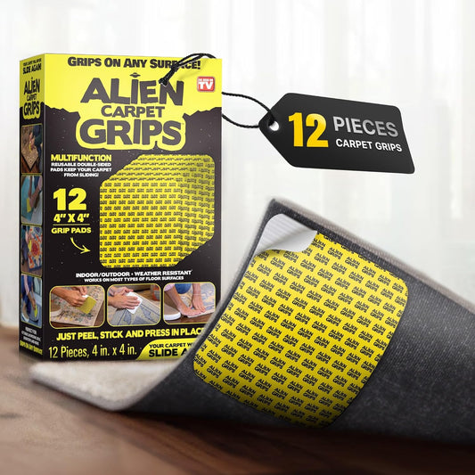 Non-Slip Rug Tape – Double-Sided Gripper Pads (12 pcs, 4" x 4")