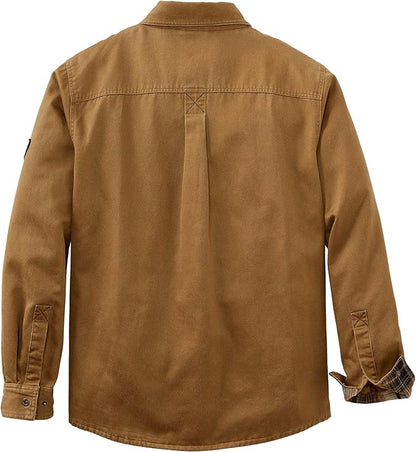 Water Resistant Men's Flannel Lined Shirt Jacket, Waxed Cotton, Extra Large, Copper Rust Color