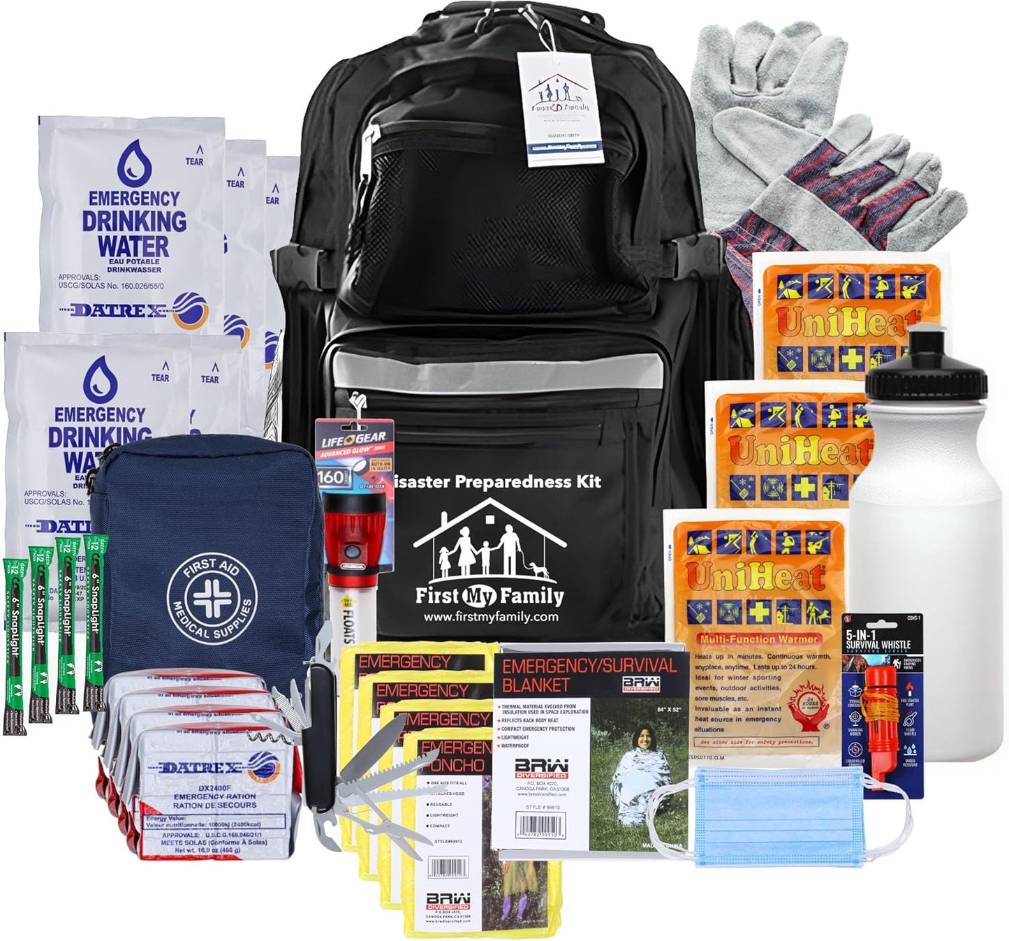 4-Person 72-Hour Emergency Survival Kit – All-in-One Disaster Go-Bag (Black Backpack)