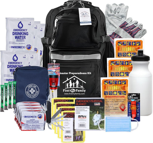 4-Person 72-Hour Emergency Survival Kit – All-in-One Disaster Go-Bag (Black Backpack)
