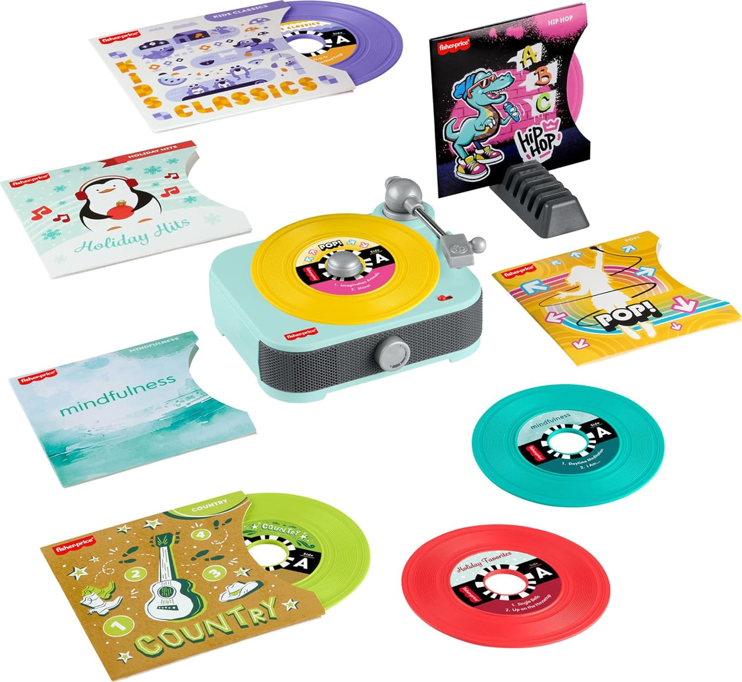 Rockin’ Record Player Toy – Pretend Turntable with 6 Albums + Holiday Bonus (Ages 3+)
