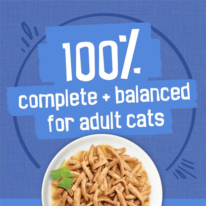 Wet Cat Food Variety Pack – Shreds with Beef, Turkey, Chicken, Salmon, Whitefish & Tuna, 5.5 oz Cans (40 Pack)
