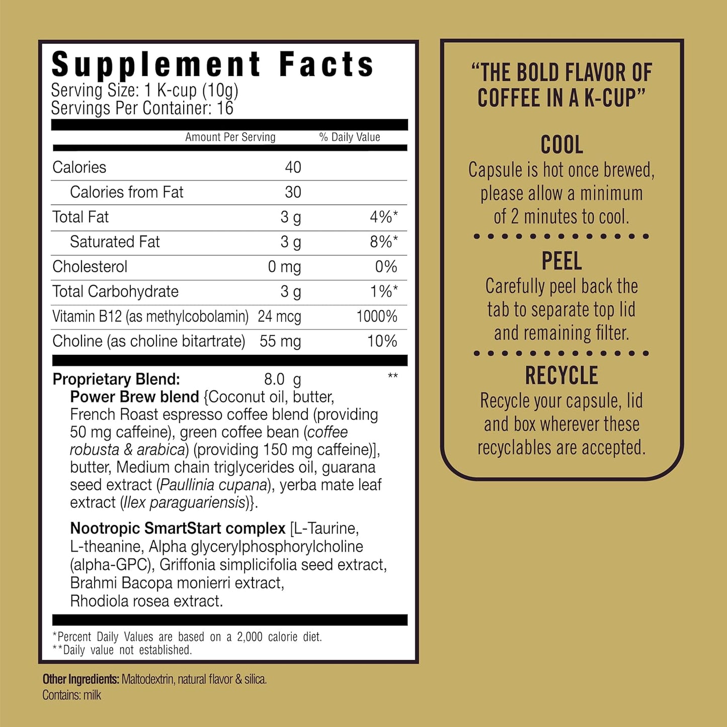 16-Count Rapidfire Smart-Brew Nootropics Coffee Pods, Supports Energy and Brain Function