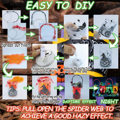 8-Pack DIY Halloween Lantern Jar Craft Kit – Kids & Adult Art Activity for Ages 4–12, School, Home & Garden Décor