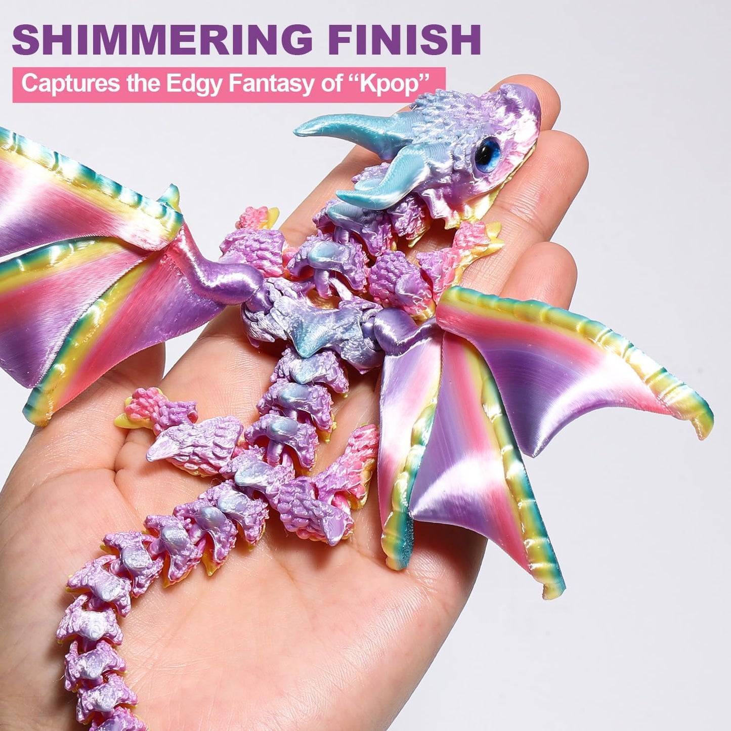 Flexible Winged Dragon Fidget Toy – 3D Printed Articulated Dragon Figure for Gifts & Collectors