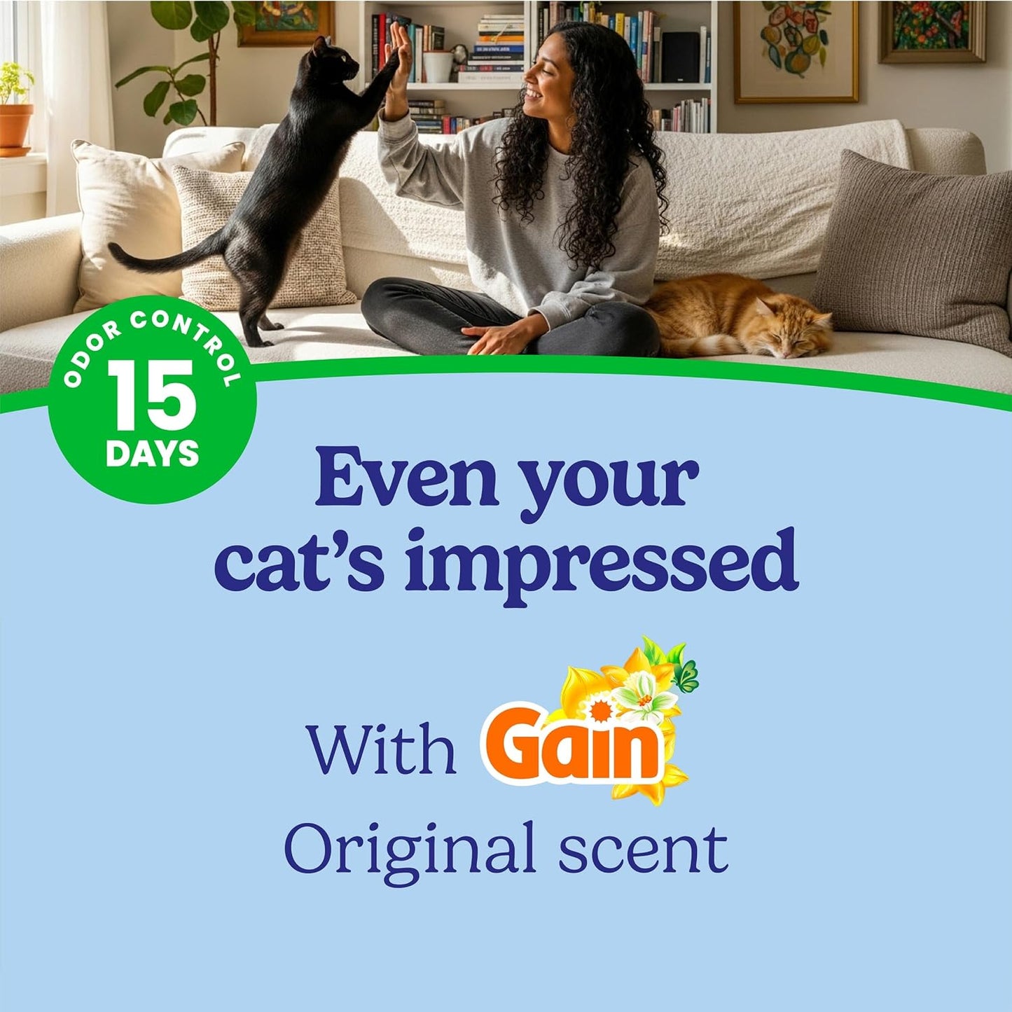 Advanced Odor Shield Lightweight Clumping Cat Litter – Gain Scent with Febreze & Ammonia Block, 18.5 lb (2 Pack)