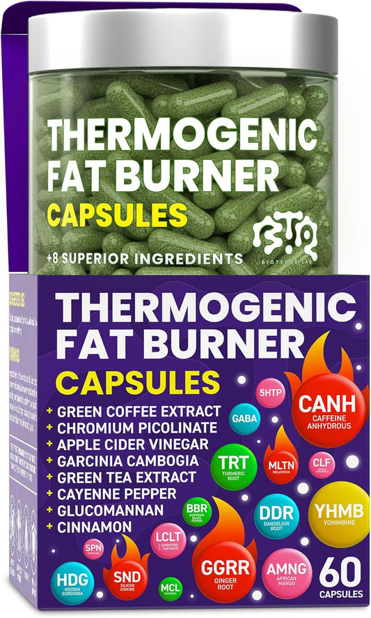 Thermogenic Fat Burner Capsules – Appetite Suppressant & Metabolism Booster (60 Capsules)
