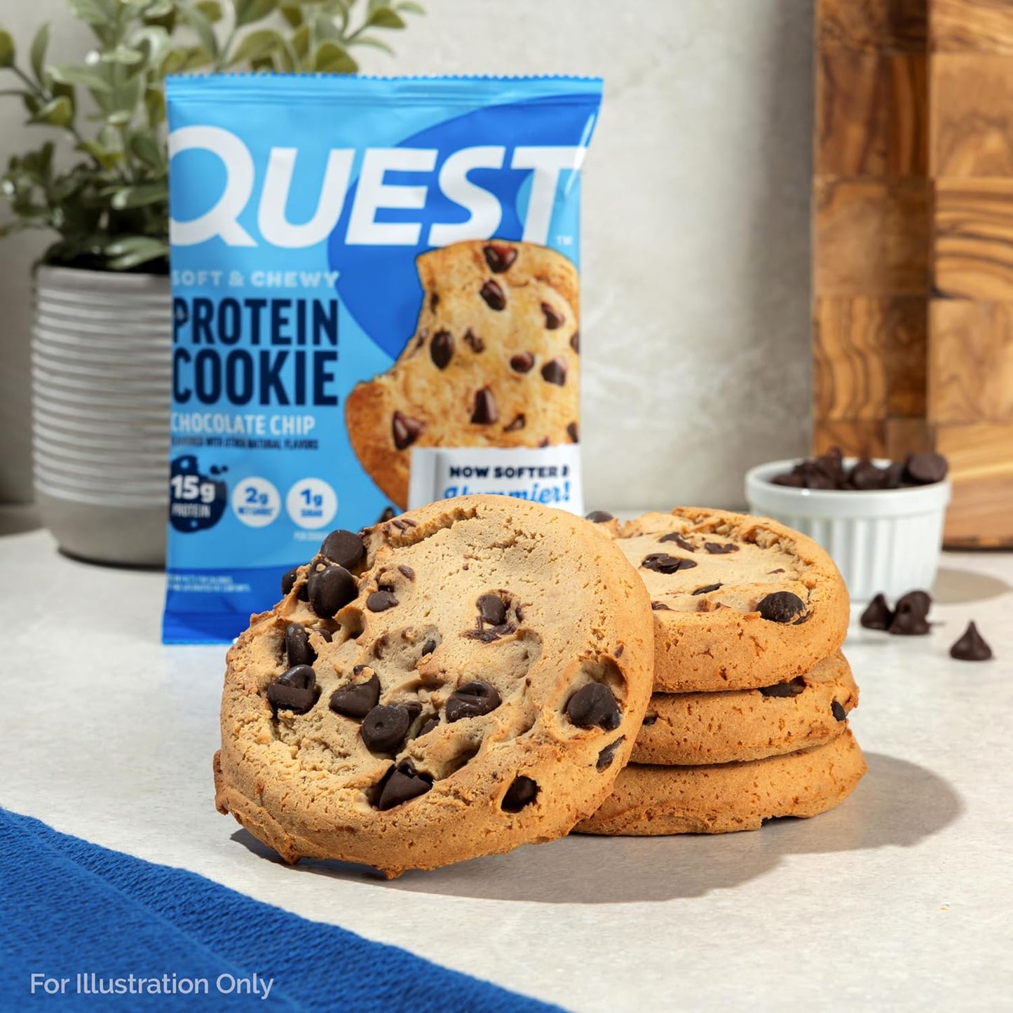 Quest Nutrition Chocolate Chip Protein Cookies – 12 Count | 15g Protein, 1g Sugar, 2g Net Carbs, Keto-Friendly