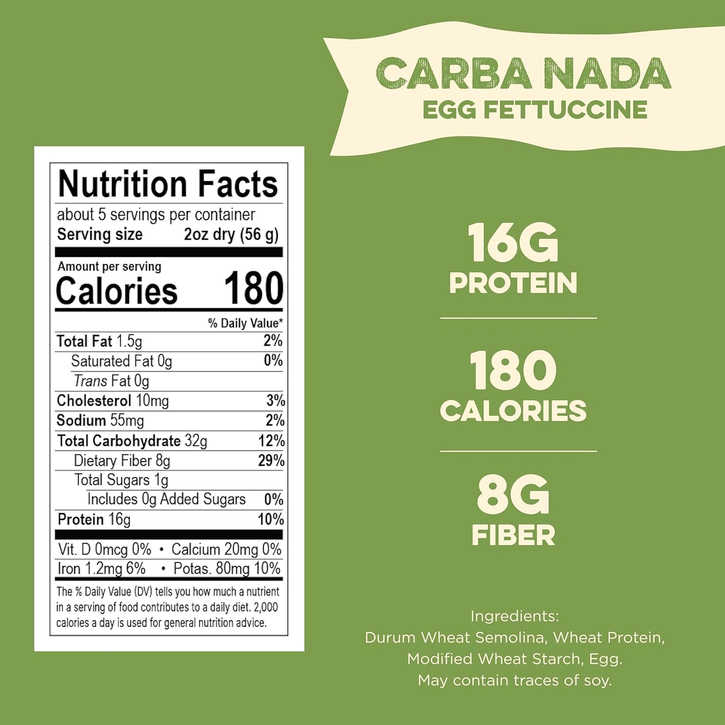 Carba-Nada Egg Fettuccine, Lower Carb, High Protein Keto & Point-Based Diet-Friendly (Pack Of 6)