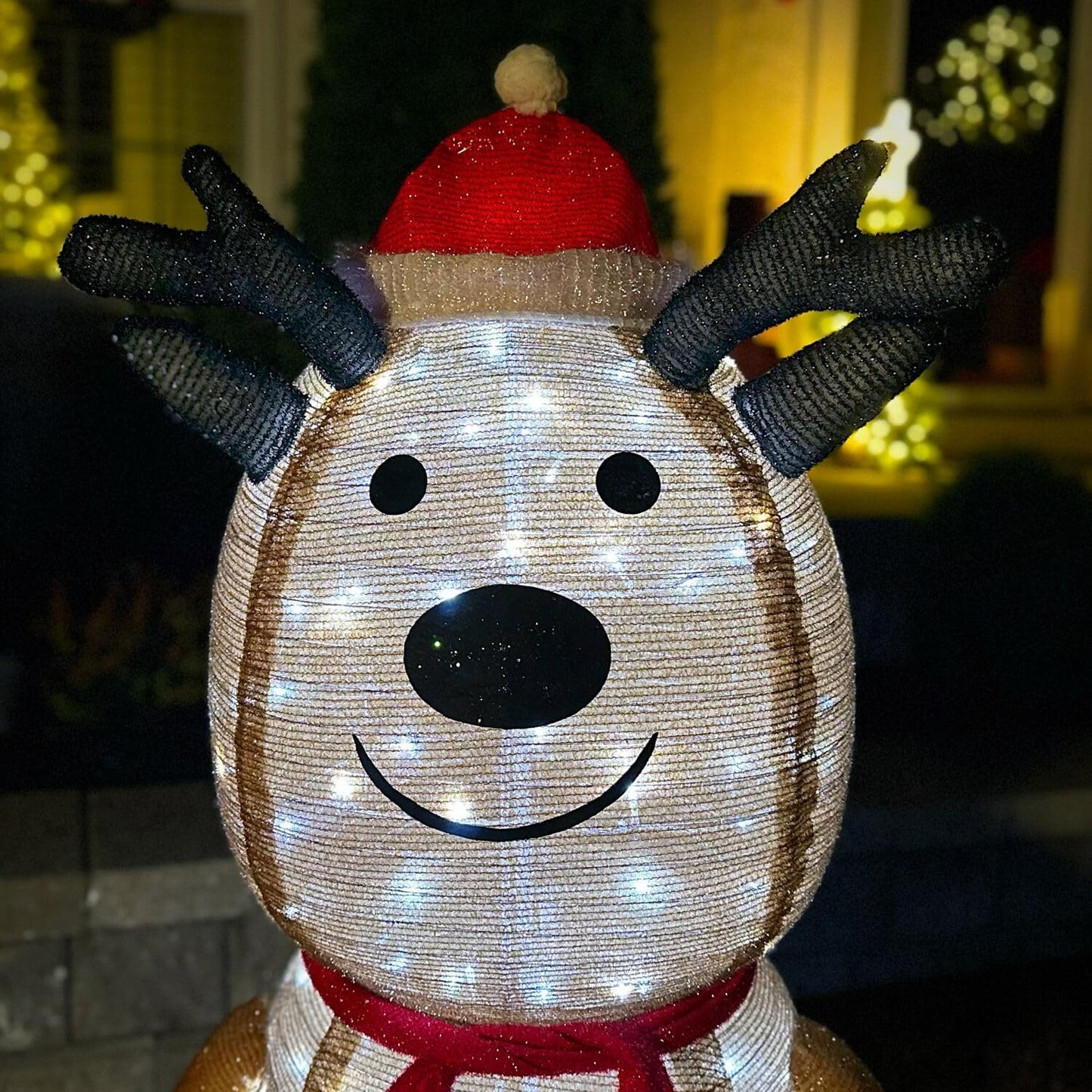4-Ft. Prelit Collapsible Tinsel Reindeer with LED Lights