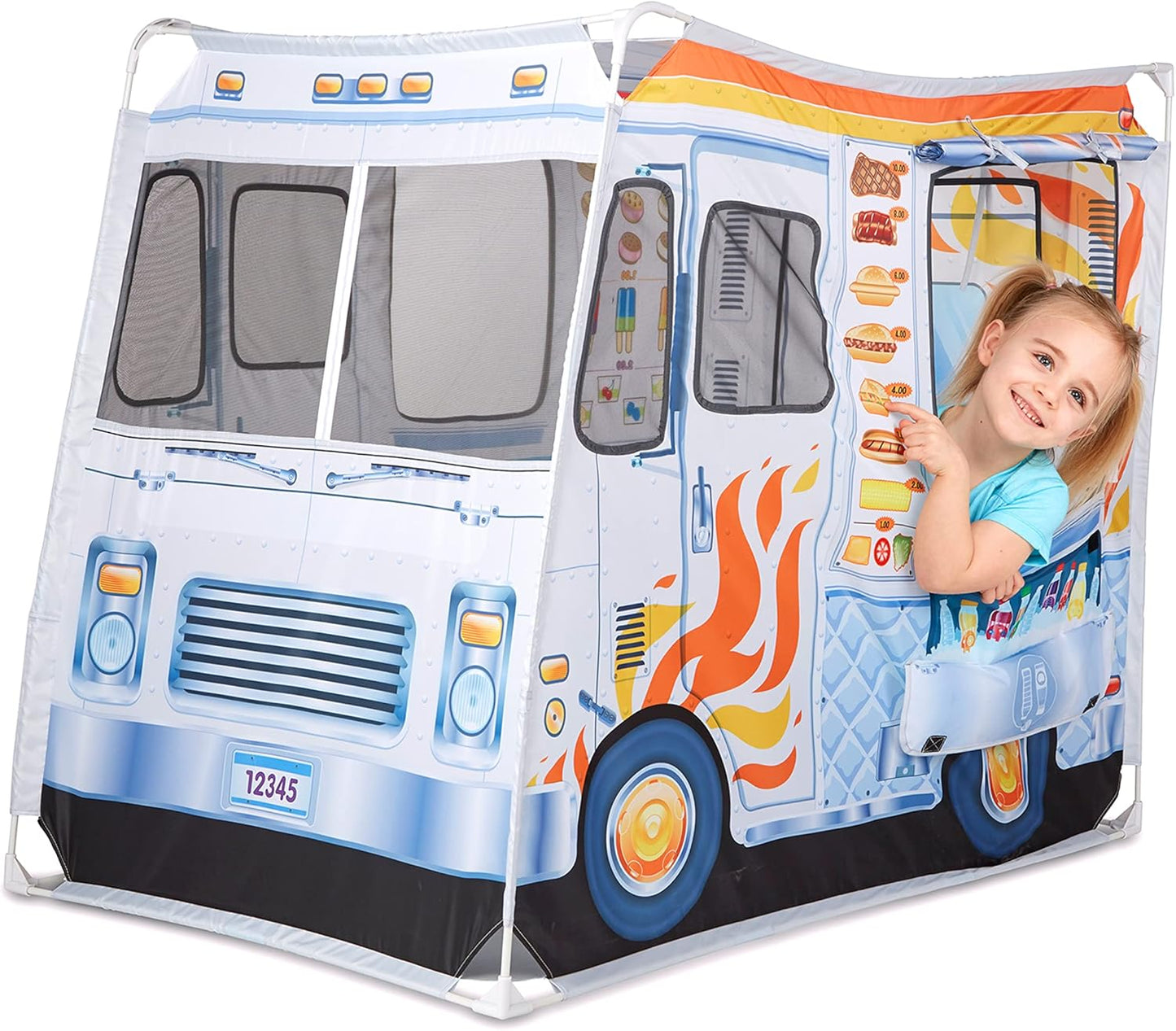 Double-Sided Food Truck Play Tent - Ice Cream & BBQ Role Play Toy for Kids Ages 3+